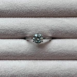 R028 | Blue Moissanite Solitaire Ring